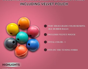 Color Removable Balls for Tuning Forks including velvet pouch