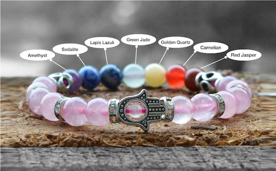 Amazon.com: Love, Protection & Happiness-Rose Quartz-Clear Quartz-Anxiety- Healing Crystals-Stress Relief-Girlfriend Wife Yoga Bracelets-Gift for Her  : Handmade Products