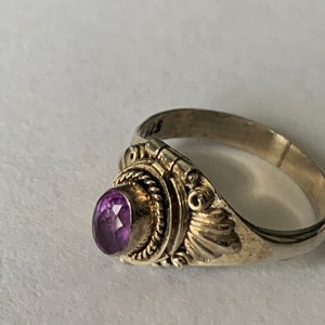 Vintage (Old Stock) Sterling Silver Petite Amethyst  Poison Pill Ring Size 6.25