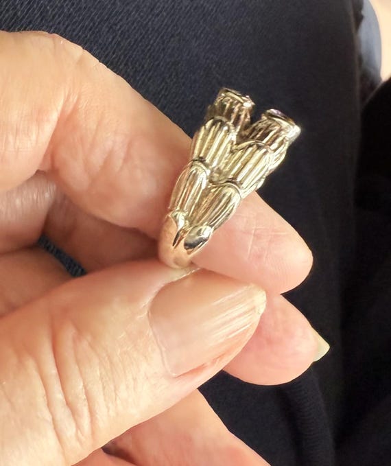 Amethyst Statement Ring: Heavy Sterling Silver Wi… - image 5