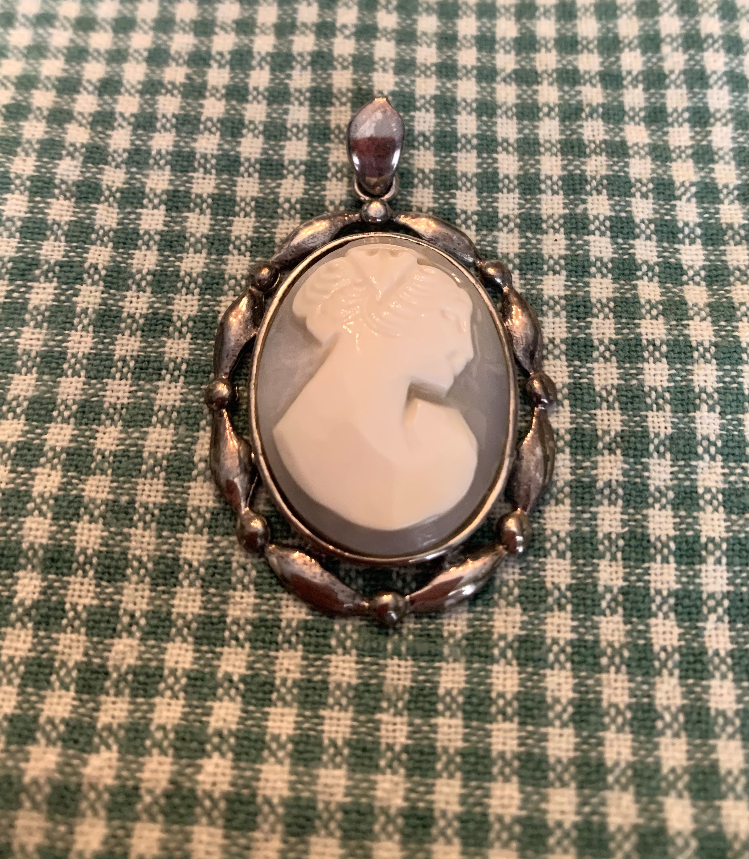 Vintage Sterling Silver Carved Shell Cameo Pendant: Lady Profile - Etsy