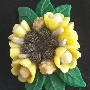 Antique Czech Brooch,Art Deco Flower Brooch,Gift for her,Early Plastic Floral Brooch,Gift for Girlfriend,1920s,Art Deco Brooch ,Antique Pin