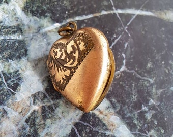 Medallón de oro laminado de corazón vintage, medallón de oro vintage, medallón de oro, regalo para ella, medallón de corazón vintage, medallón de recuerdo vintage, regalo para mamá,