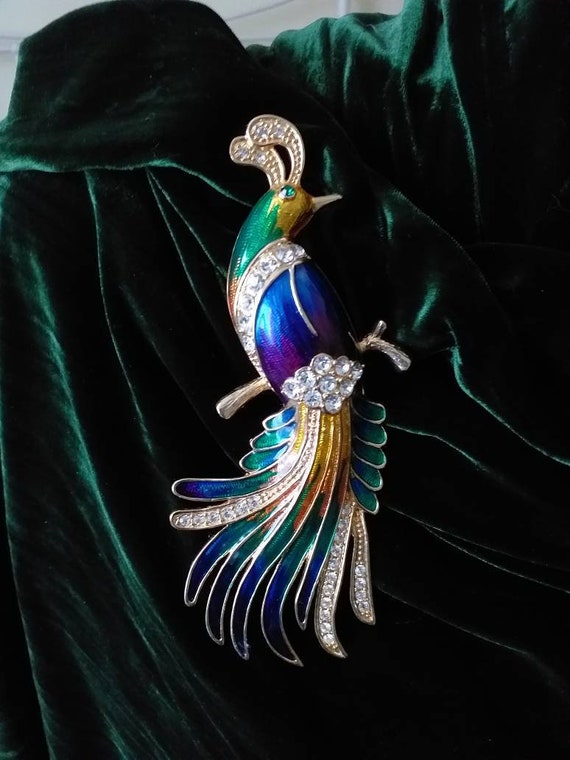 Bird of Paradise Huge Vintage Brooch,Vintage Bird