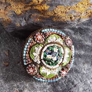 1910,Antique Micro Mosaic Brooch,Antique Micro Mosaic Pin,Gift for her,Vintage Micromosaic Brooch,Gift for Mom,Antique Micromosaic Jewellery