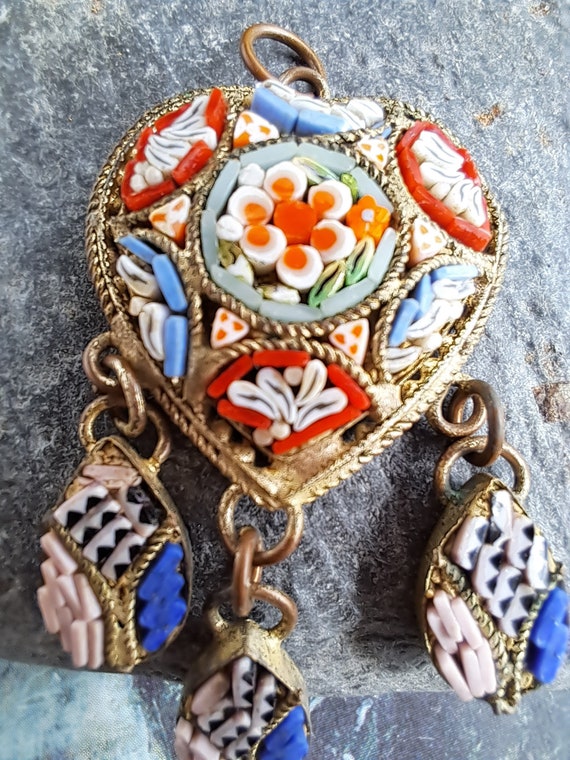 Antique Micromosaic Pendant,Gift for Her,Micromos… - image 10