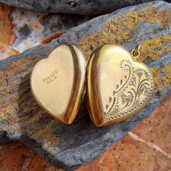 Vintage Rolled Gold Heart Locket,Vintage Gold Locket,Gold Locket,Gift for her,Vintage Heart Locket,Vintage keepsake Locket,Gift for Mom,