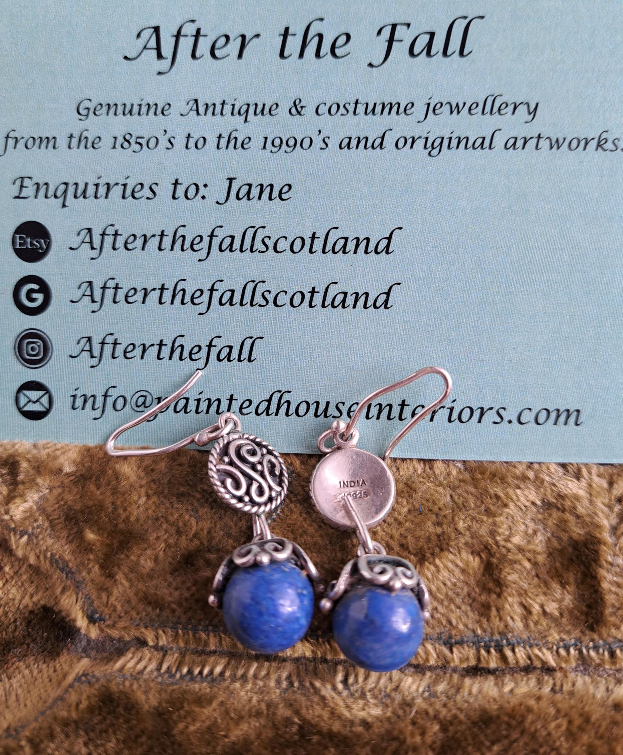 Boucles D'oreilles à Clips Vintage - Micromosaïque Et Lapis-lazuli - Occasion - Style Rétro Et Coloré