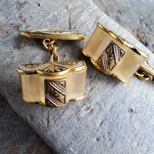Vintage Damascene Cufflinks,Vintage Gold Cufflinks,Gift for him,Gift for Man,Gift for Dad,Antique Gold Cufflinks,Cufflinks,Mens Accessories