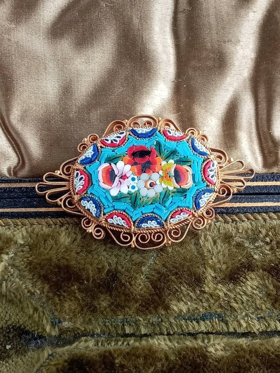 ヴィンテージ マイクロモザイク ブローチ、彼女へのヴィンテージ