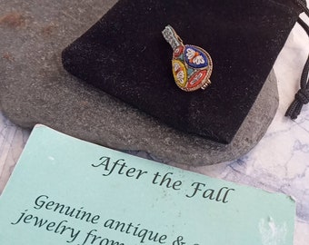 Broche Vintage Mandoline En Micro-mosaïque Millefiori - Italie - Laiton Et Perles De Verre