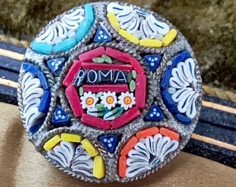 アンティークイタリア製マイクロモザイクブローチ、シェルカメオのお