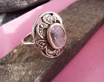 ヴィンテージ アメジスト マーカサイト スターリングシルバー リング