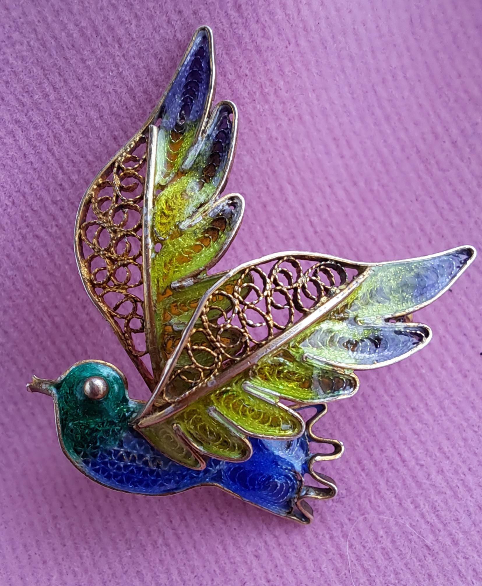 Broche Vintage Oiseau En émail Et Strass - Dorée Colorée - 46 Mm - La Parisienne - Neuf