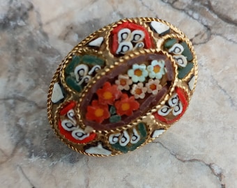 Ancienne broche, bouquet de fleurs, en micro mosaique, Murano - Montres & Bijoux