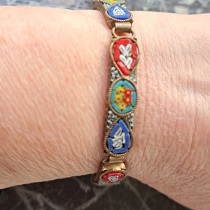 Antique Micromosaic Floral Bracelet,Gift for her,Antique Micromosaic Bracelet,Gift for Mom,Vintage Micromosaic Bracelet,Micromosaics Jewelry