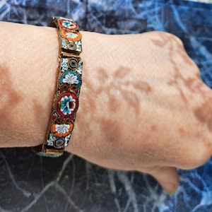 Vintage Floral Micro mosaic Bracelet,Gift for her,Vintage Floral Bracelet,Gift for Mom,Micromosaic Bracelet,Antique Micromosaic Bracelet