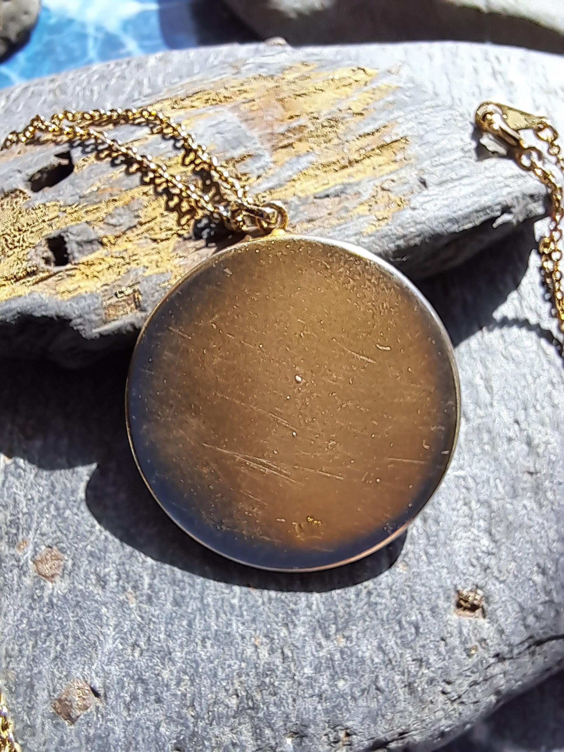 1950s Japanese Floral Pendant: Hand-painted Enamel Gold Tone