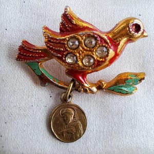 Vintage Vogel Brosche,Vintage Italienische Vogel Brosche,Vogel,Vogel Brosche,Antike Vogel Brosche,Geschenk für sie,Geschenk für Mama,Gold Vogel Brosche,St.Francis