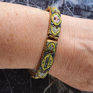 Antique Micromosaic Bracelet,Vintage Micromosaic Bracelet,Micromosaic Bracelet,Gift for Mom,Gift for her,Micromosaic Bracelet,Rose Bracelet,