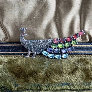 1980s,Vintage Peacock  Brooch,Vintage Bird  Brooch,Vintage Peacock Pin,Vintage Marcasite Brooch,Gift for her,Peacock Brooch,Gift for Mom,
