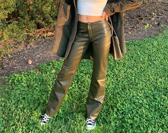 Olive Green Leather - Etsy
