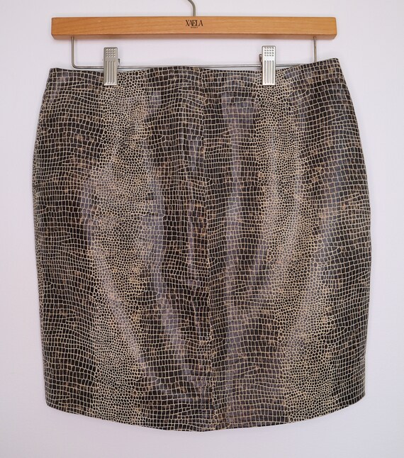 DANIER Crocodile Print Mini Skirt / Genuine Leath… - image 3