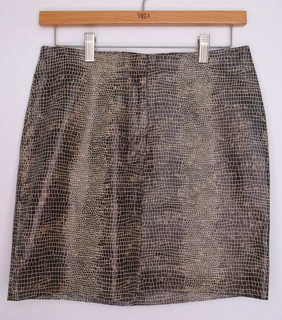 DANIER Crocodile Print Mini Skirt / Genuine Leath… - image 1