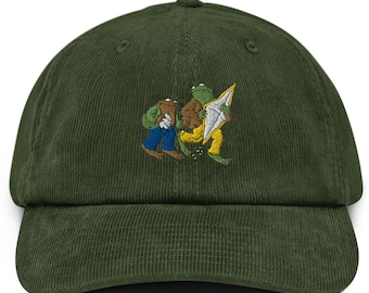 Frog and Toad Kite Corduroy Hat, Embroidered Hat, Gift for Her, Gift for Him, Gift Hat, Women Gift, Men Gift