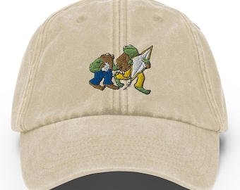 Frog and Toad Kite Embroidered Vintage Hat