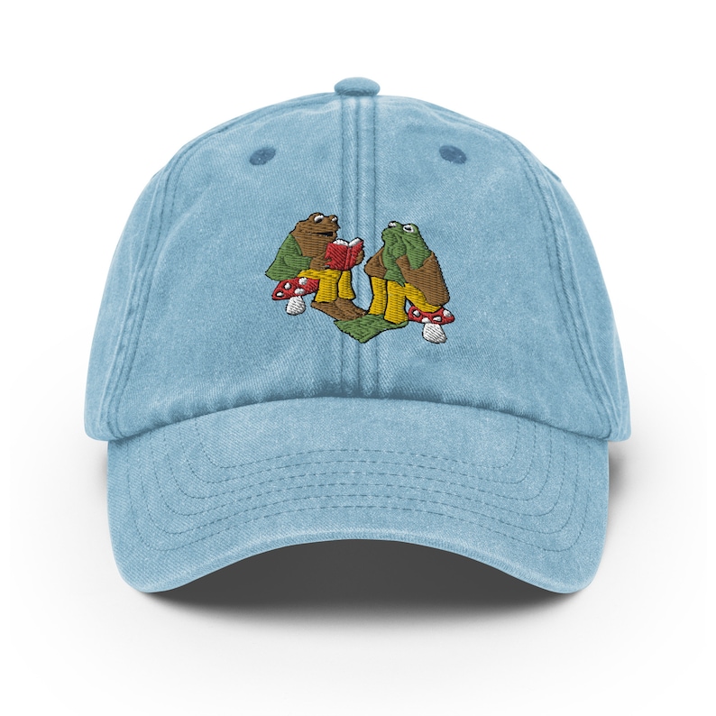 Frog and Toad Book Embroidered Vintage Hat