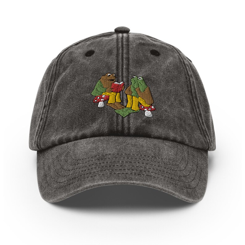 Frog and Toad Book Embroidered Vintage Hat