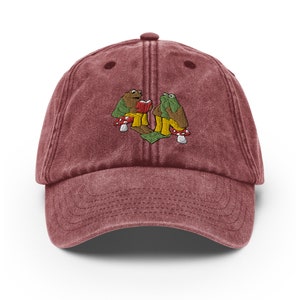 Frog and Toad Book Embroidered Vintage Hat
