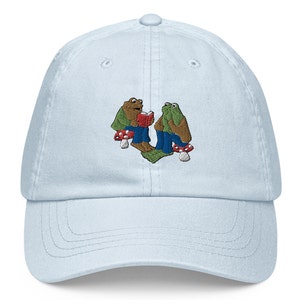 Frog and Toad Embroidered Pastel baseball hat, Women Hat, Men Hat, Unisex Hat, Gift for Her, Gift for Him, Women Gift