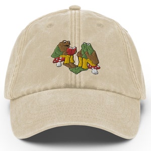 Frog and Toad Book Embroidered Vintage Hat