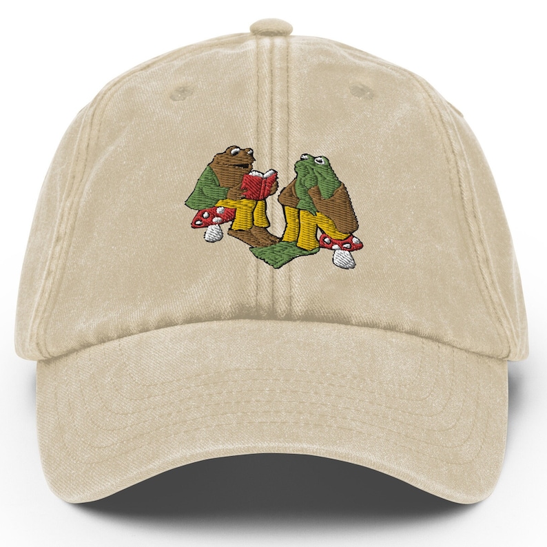 Frog and Toad Book Embroidered Vintage Hat