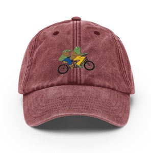 Frog and Toad Embroidered Vintage Hat