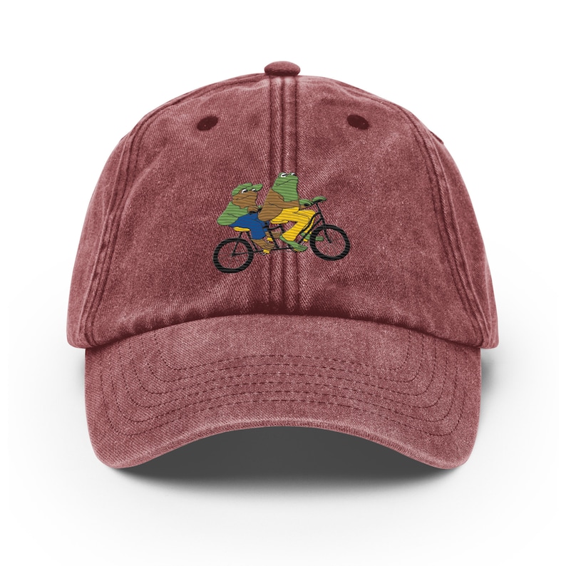 Frog and Toad Embroidered Vintage Hat