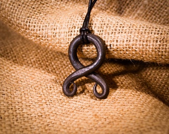 Handcrafted Steel Troll Cross Pendant - Choice of Leather, Vegan Cotton, or Split Ring Keyring