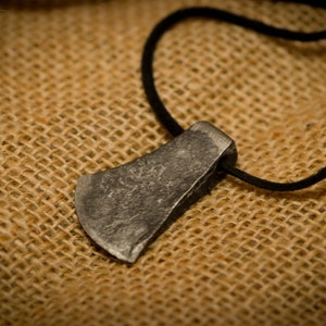 Hand forged axe pendant, quirky necklace. Perfect for medieval reenactment or a 6th anniversary gift