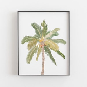 Impresión de palmeras - Cartel minimalista de palmeras, Decoración colorida de paredes tropicales, Decoración de casas de playa, Botánico, Arte de pared de verano, DESCARGA DIGITAL