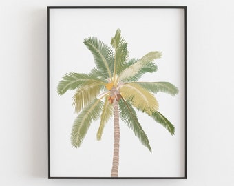 Palm tree print - Minimalist palm tree poster, Colorful tropical wall decor, Beach house decor, Botanical, Summer wall art, DIGITAL DOWNLOAD