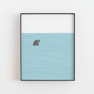 Seal print - Sea horse peeking out of water poster, Seascape art, Coastal wall art, Nautical wall decor, Beach house decor, DIGITAL DOWNLOAD