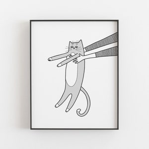 Impression de chat - affiche de chat smoking, art mural chat noir, animal rigolo, dessin animé, minimaliste, scandinave, art déco, TÉLÉCHARGEMENT NUMÉRIQUE