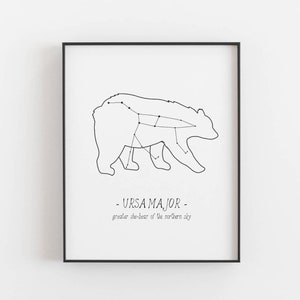 Great bear constellation print Ursa major, Big dipper, Astronomy poster, Bear illustration, Night sky art, Science decor, DIGITAL DOWNLOAD image 2