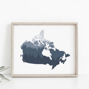 Impression de carte du Canada - affiche de carte minimaliste de la forêt boréale du Canada, art des bois, décoration murale, affiche de pin, art mural montagne, impression postale