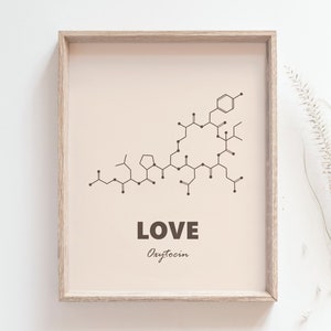 Love molecule print - Oxytocin poster, Minimalist love wall art, Chemistry poster, Science print, Biology art, Wall decor, MAILED PRINT