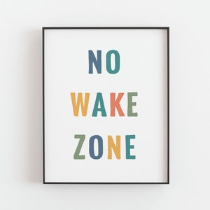 No wake zone print, Colorful rubber stamp nursery poster, Bright outdoors wall art, Playful Kid room decor, Home quotes, DIGITAL DOWNLOAD image 2