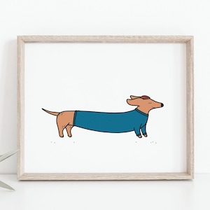 Sweater weather wiener dog print - Funny animal poster, Sailing dog, Cartoon drawing, Teens room decor, Home decor poster, DIGITAL DOWNLOAD