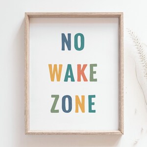 No wake zone print, Colorful rubber stamp nursery poster, Bright outdoors wall art, Playful Kid room decor, Home quotes, DIGITAL DOWNLOAD image 1